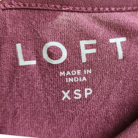 LOFT Deep Purple Lace Front Blouse Size XS Petite - Picture 7 of 15